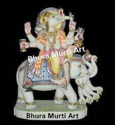 Polished White Marble Manibhadra Statue, Size : 3.5feet