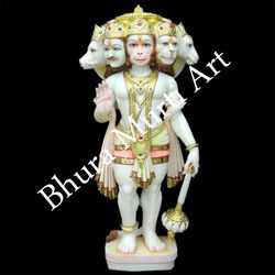 White Marble Panchmukhi Hanuman Statue, For In Temple