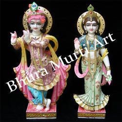 Marble Radha Krishna Statues 2, Color : Multicolor, White