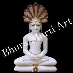 Marble Shekeswar Parshwanath Ji Statue, Color : Multicolor, White