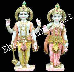 White Marble Vishnu Laxmi Statue, For In Temple