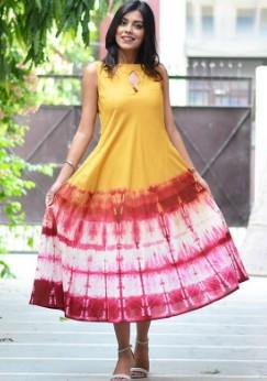 Rayon Tie Dye Kurtis, Size : M, L, XL, XXL