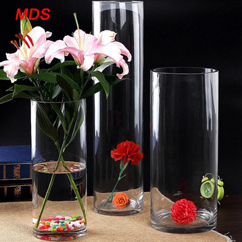 Bohemia Crystal Cylinder Clear Glass Flower Vase