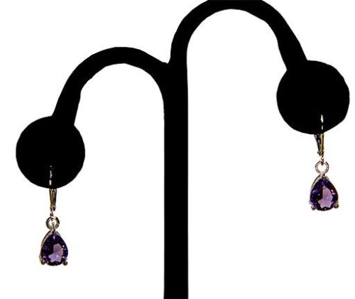 Sterling Silver Tear Shaped Amethyst Colored Earring Set