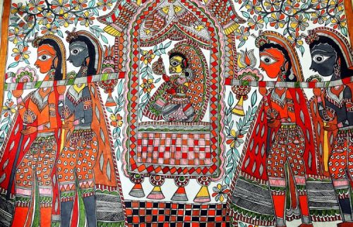 Polished Madhubani Paintings-Wall-09, Packaging Type : Cartoon Box, Paper Box, Thermocol Box