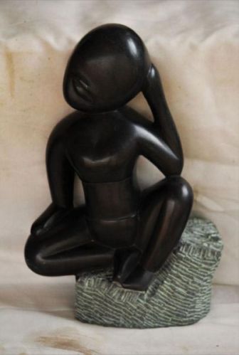 Black Stone Young Man Statue, Style : Antique