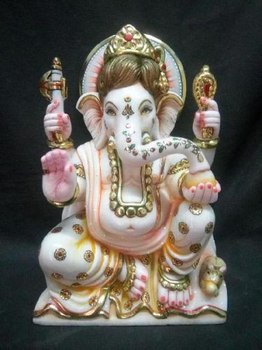 White Marble Ganesha Statue, For Decoration, Size : 12 Inch, 15 Inch, 18 Inch 21 Inch To 4 Feet
