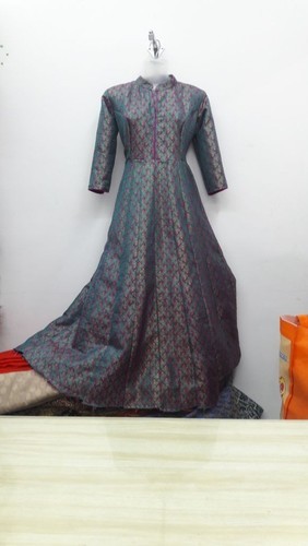 Printed Brouquet Anarkali Long Gown, Size : S, M, XL