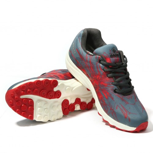 Sagma Womens Red Grey Breathable Shoes, Size : 4, 5, 6, 7, 8