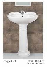 Rectangular Plain Stargold Pedestal Wash Basin, For Home, Hotel, Restaurant, Size : Multisize