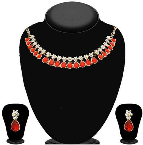 Gold Plated Orange Stone Necklace Set