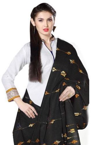 Black Dupatta With Kantha Stitch