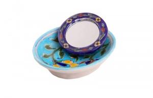 Deep Blue Pottery Hand Mirror