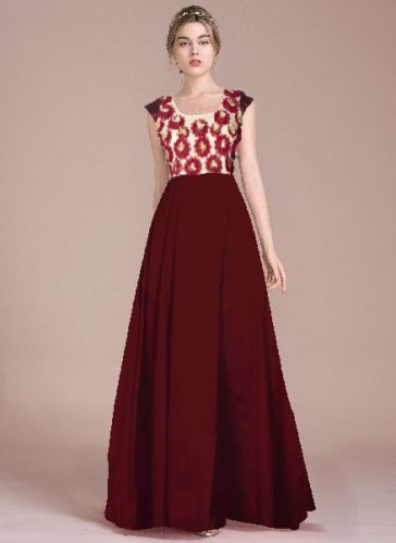 Premium Taffeta G-19 Ferrari Maroon Gown