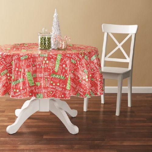 Tablecloth PE With Needle-punched Cotton Christmas Round