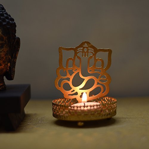Gods Metal Ganesha Tea Light Holder, Color : Rose Gold