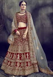 Chanderi Bridal Lehenga Choli, Color : Red