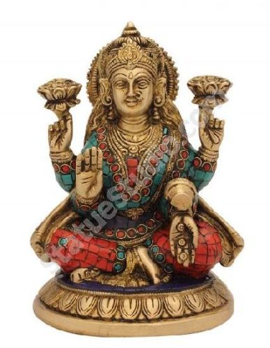 Nepal Turquoise Coral Decor Laxmi Statue