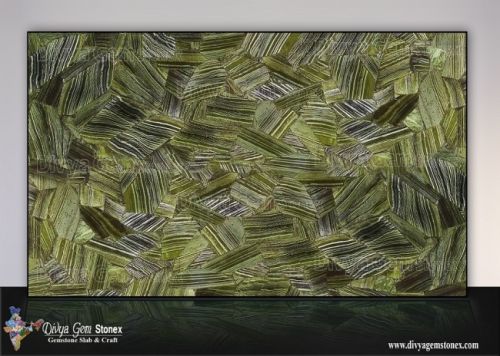 Polished Granite Stone Green Zebra Jasper Slab, For Hotel, Kitchen, Office, Restaurant