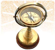 Gimbled Compass With Wood Base
