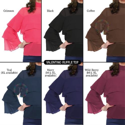 Valentino Ruffle Top, Pattern : Plain