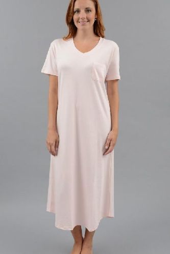 Plain 100% Cotton Polyester Viscose Ladies Nightgown, Color : Creamy