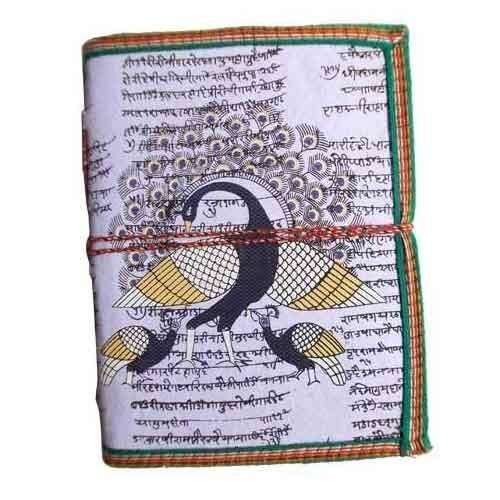 Handmade Peacock Print Leather Diary, For Daily Use, Writing, Coloring, Style : Antique