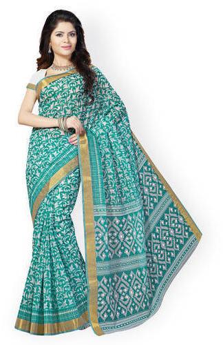 Printed Pure Cotton Sarees, Packaging Type : Carton Box, Plastic Bag