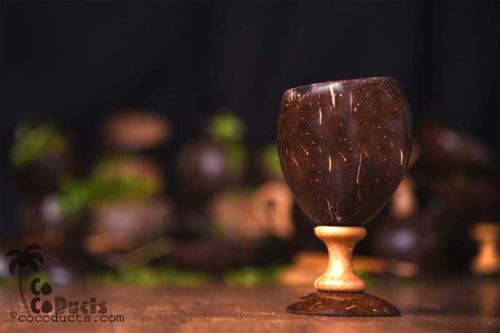 Wood Non Polished Plain Coco Wine Glass, Shape : Round