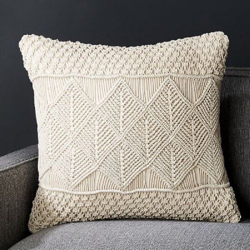 Square 100% Cotton Organic Macrame Pillow Cover, Size : 50cm X 50cm (customized Size)