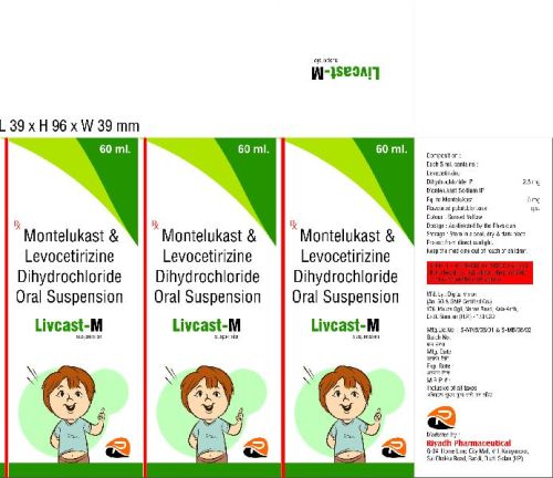 Montelukast & Levocetirizine Dihydrochloride Oral Suspension, Purity : 99%