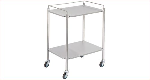 Horizontal Shiny Stainless Steel Hospital Trolley