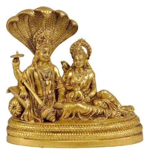 Polished Brass Vishnu Lakshmi Statue, For Dust Proof, Dust Resistance, Rust Proof, Shiny, Packaging Type : Carton Box