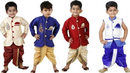 Plain Cotton Boys Dhoti Kurta Dress, Size : M, XL, XXL, XXXL