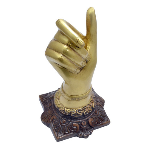 Brass Designer Hand Shape Pen Stand, Color : Golden