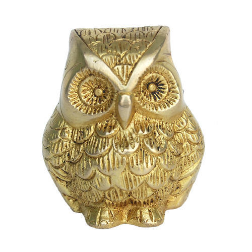 Metal Owl Statue, Color : Golden