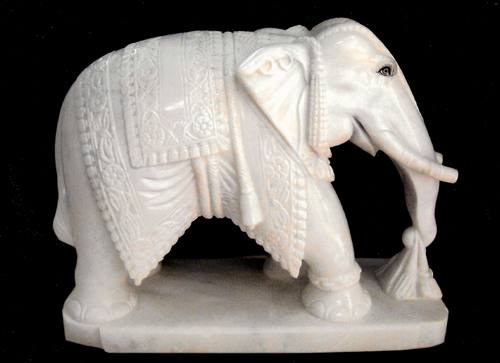 Carved Marble Elephant Statue, Packaging Type : Carton Box, Wooden Box