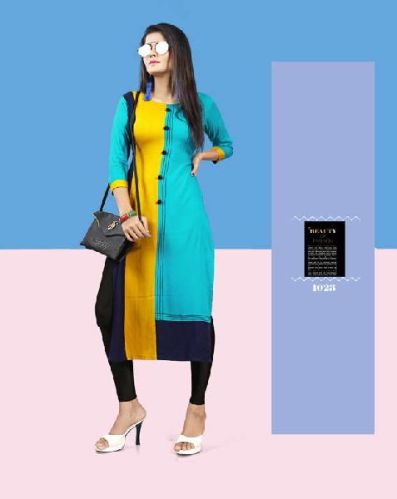 Lumbaa Plain Rayon Long Kurti 1023, Technics : Machine Made