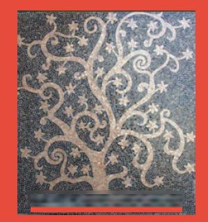 Hand Cut Golden Tree Glass Mosaic Tile