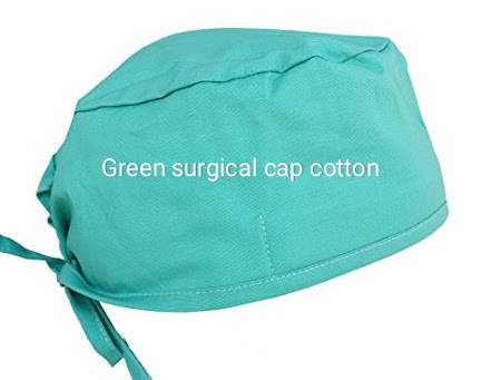 Green Cotton Surgical Caps, Size : 18, 21, 24 Inch