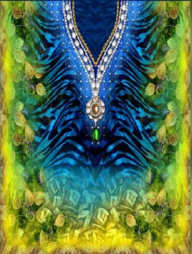 Polyester Kaftan Digital Print Fabric, Color : Multicolor