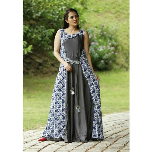 Chiffon Floor Length Kurtis, Technics : Machine Made