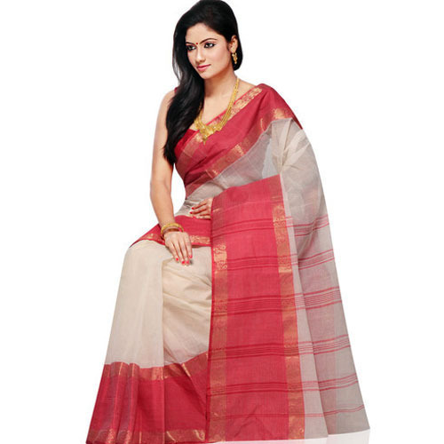 Cotton Handloom Sarees, For Anti-Wrinkle, Pattern : Plain, Printed