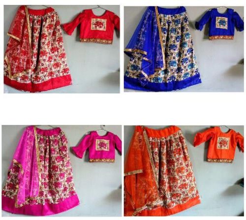 Plain Chiffon Gajaraj Kids Lehengha Choli, Size : M