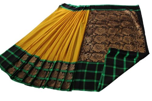 KUPPADAM SILK COTTON SAREE, Color : YELLOW