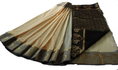 Semi Silk Saree, Color : SANDAL