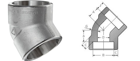 SOCKET WELD 45 DEGREE ELBOW, Size : 1/8' NB TO 4' NB