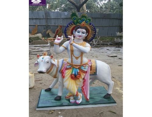 Fiberglass Fiber Krishna Cow Statue