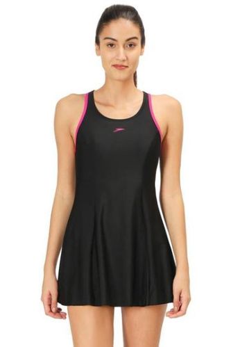 Women's Black Racer-Back Swimdress