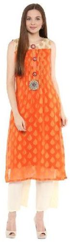 Plain Chiffon Straight Kurti, Size : M